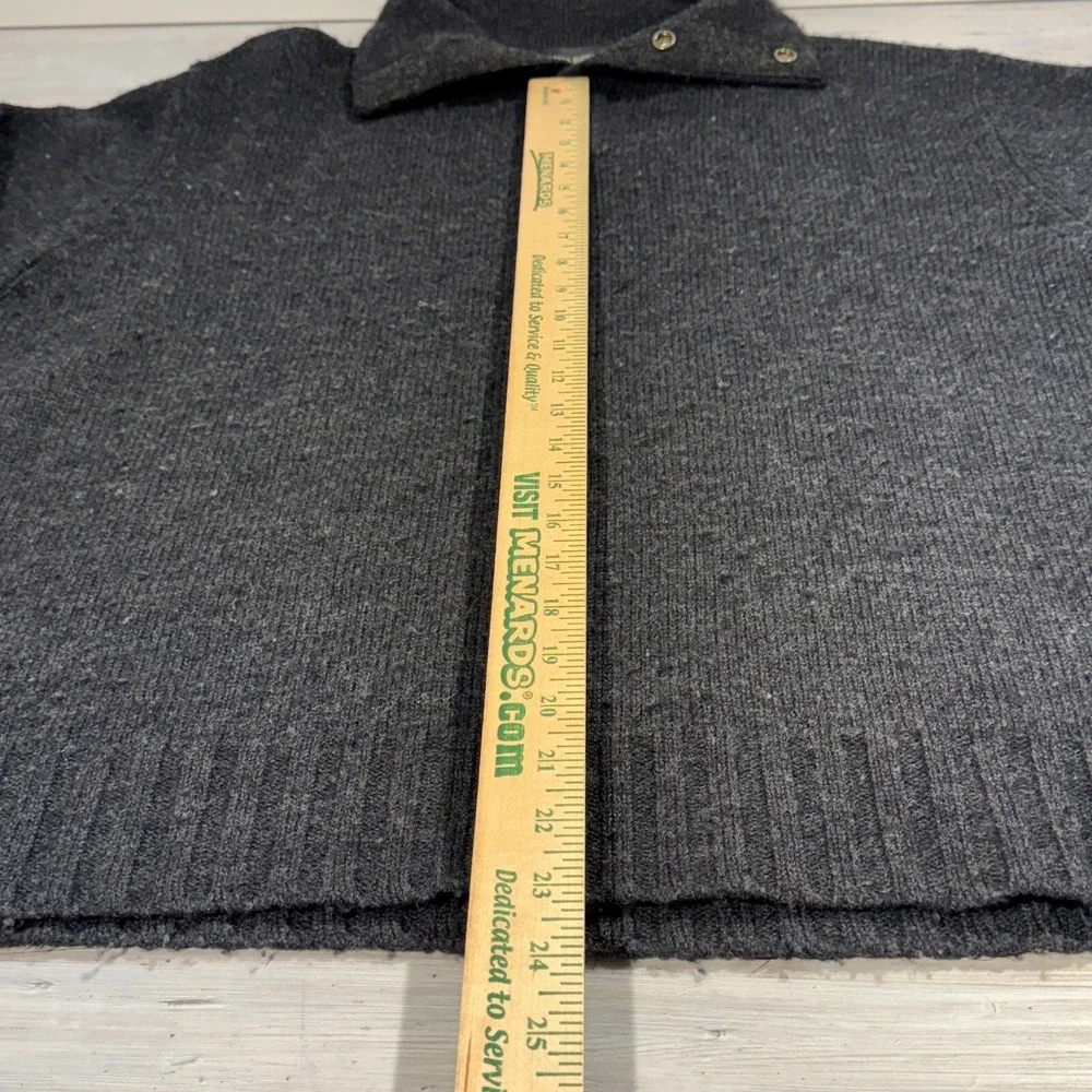 VTG Banana Republic Men's XL Merino Wool 1/4 Button Mock Neck Pullover Grey